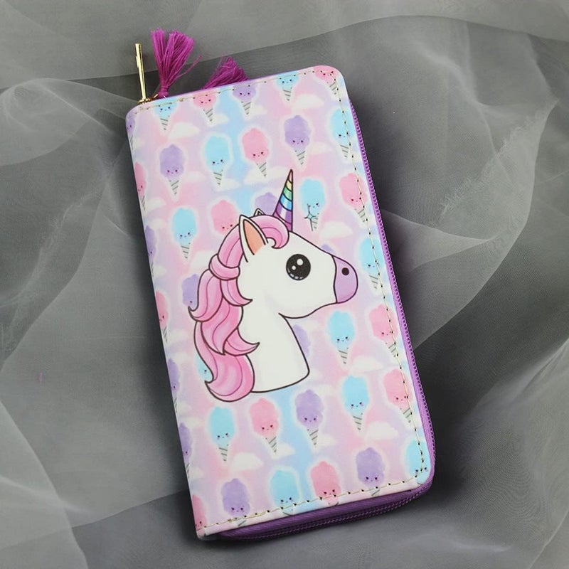 MayeBridge Cute Unicorn Purse Zipper Wallet Long Clutch Bag PU Leather For Girls Women - Image 3